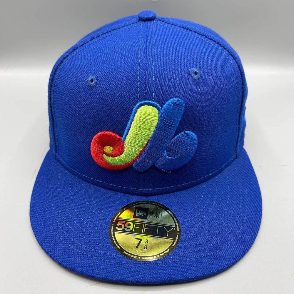 Montreal Expos Hat Men 7 3/8 Blue Red 59Fifty New Era MLB Fitted Cap